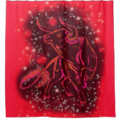 走の赤いブルシャワーカーテン シャワーカーテン (正面)