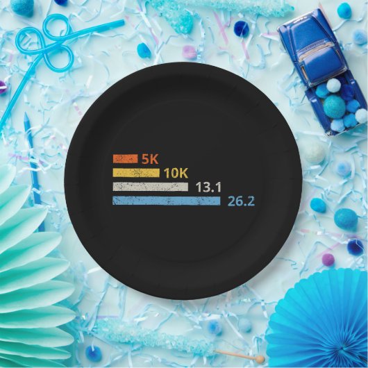 走の距離I - 5K 10K 13.1 26.2マラソン選手 ペーパープレート (パーティー)
