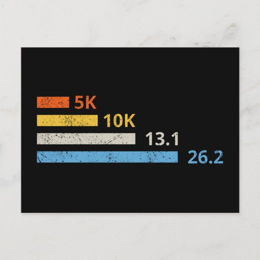 走の距離I - 5K 10K 13.1 26.2マラソン選手 ポストカード (正面)