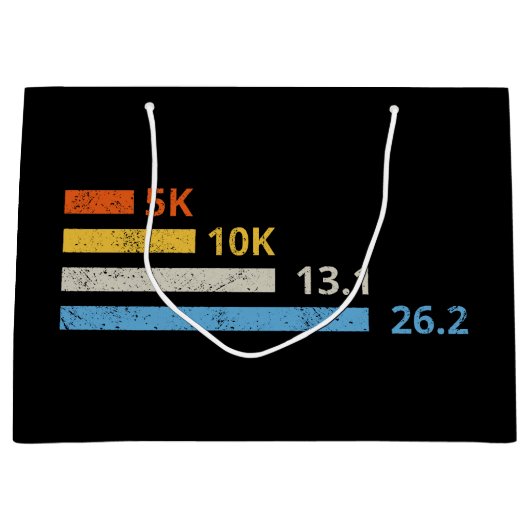 走の距離I - 5K 10K 13.1 26.2マラソン選手 ラージペーパーバッグ (正面)