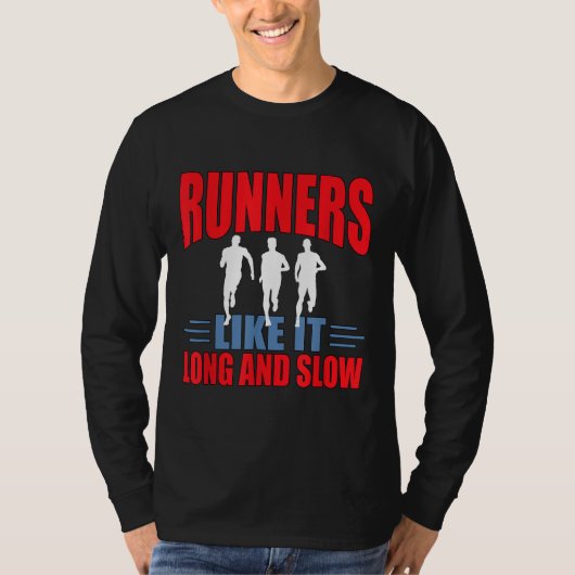 走り回る長く遅おもしろいい走り Tシャツ (正面)