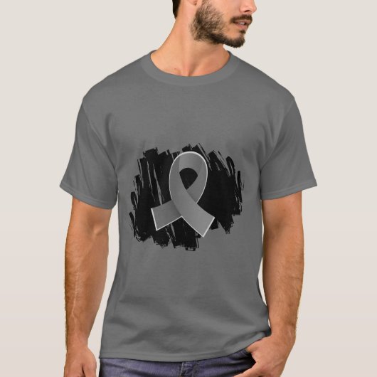 走り書きが付いている脳腫瘍の灰色のリボン Tシャツ (正面)