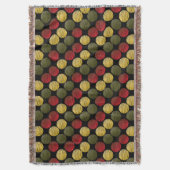 走り書きのイカットは、赤いの|を金ゴールド緑一周します スローブランケット (正面縦)