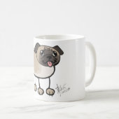 走り書きのパグのマグ コーヒーマグカップ (正面右)