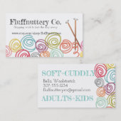 走り書きヤーンの球の編み物針の名刺 名刺 (正面/裏面)