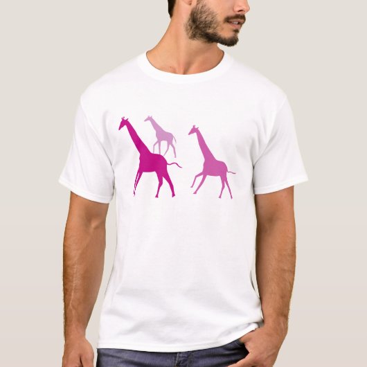 走るキリン(紫) Tシャツ (正面)