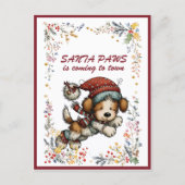 走るパピー犬 SANTA PAWS が街にやってくる シーズンポストカード (正面)