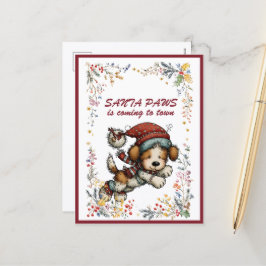 走るパピー犬 SANTA PAWS が街にやってくる シーズンポストカード