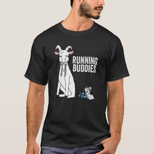 走るヤギの相棒 面白いペットのGif Tシャツ (正面)