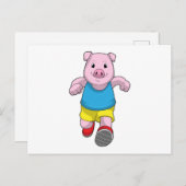 走るランナーとしての豚 ポストカード (正面/裏面)