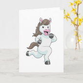 走るランナーとしての馬 カード (黄色い花)