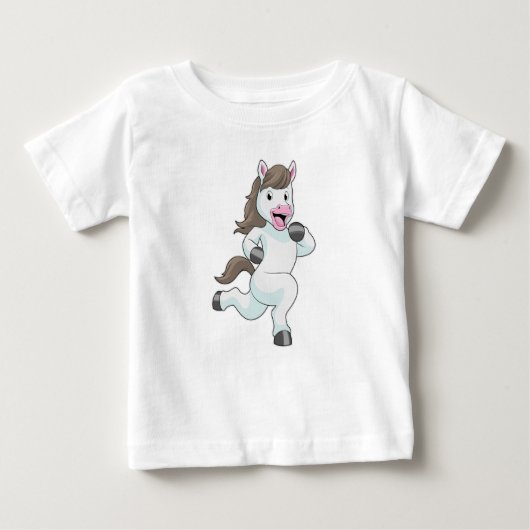 走るランナーとしての馬 ベビーTシャツ (正面)