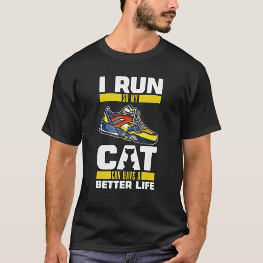 走る猫 ランニング ジョギング ランナー Tシャツ (正面)