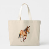 走る茶色の馬 ラージトートバッグ (裏面)