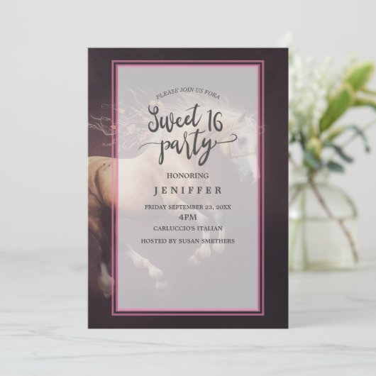 走る馬のパステル画 招待状 (スタンド正面)