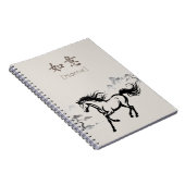 走る馬の墨絵 | あったかみのあるストーンカスタム ノートブック (右側)