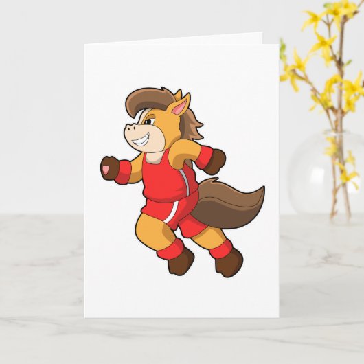 走る馬 カード (黄色い花)