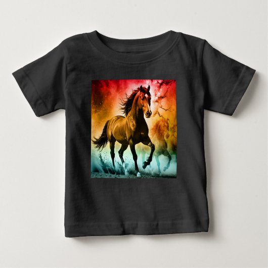 走る馬 ベビーTシャツ (正面)