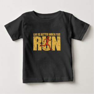 走れば人生はもっと楽しく - ランナーガール ベビーTシャツ