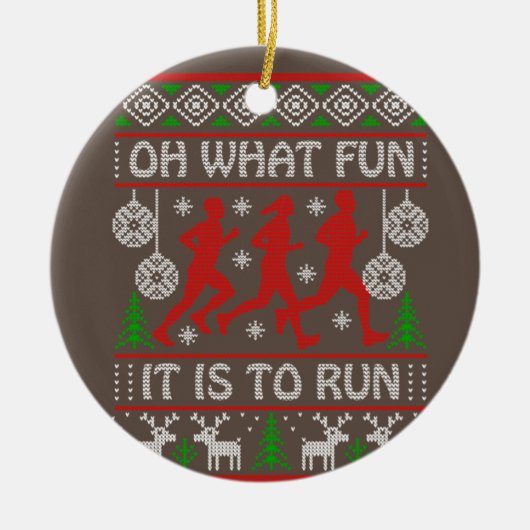 走アイディアのクリスマスの贈り物のおもしろいは何走 セラミックオーナメント (正面)