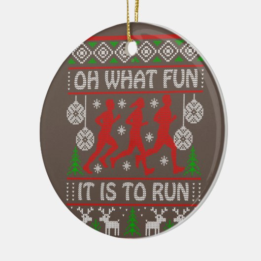 走アイディアのクリスマスの贈り物のおもしろいは何走 セラミックオーナメント (左)