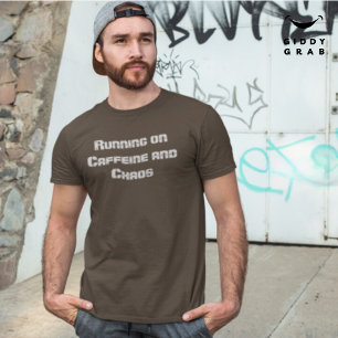 走キャラクターオンカフェイン&カオスカフェインおもしろい引用文 Tシャツ