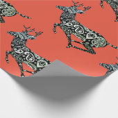 走トナカイ赤ラッピング紙クリスマス ラッピングペーパー (角)