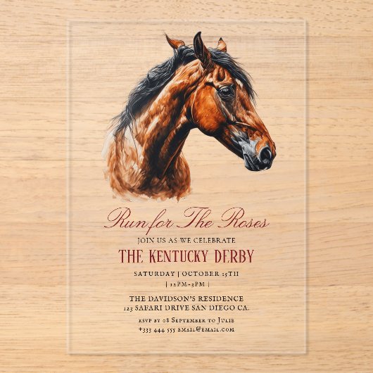 走バラダービーパーティの招待状 アクリル招待状 (正面)