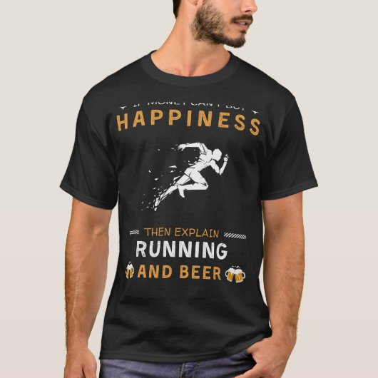 走ビールとビールの幸せ | おもしろい走の恋人T Tシャツ (正面)