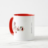 走レトロ型ヴィンテージ素朴ハイビスカス模様 マグカップ (正面左)