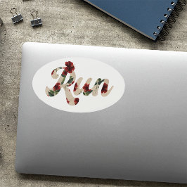 走レトロ型ヴィンテージ素朴ハイビスカス模様 楕円形シール