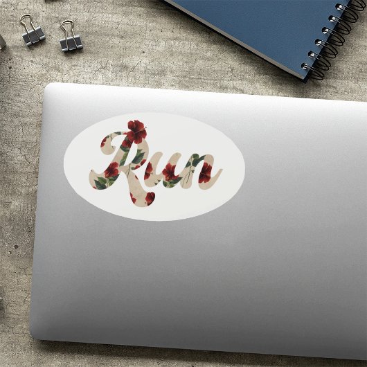 走レトロ型ヴィンテージ素朴ハイビスカス模様 楕円形シール