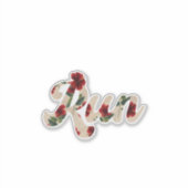 走レトロ型ヴィンテージ素朴赤色花柄 シール (正面)