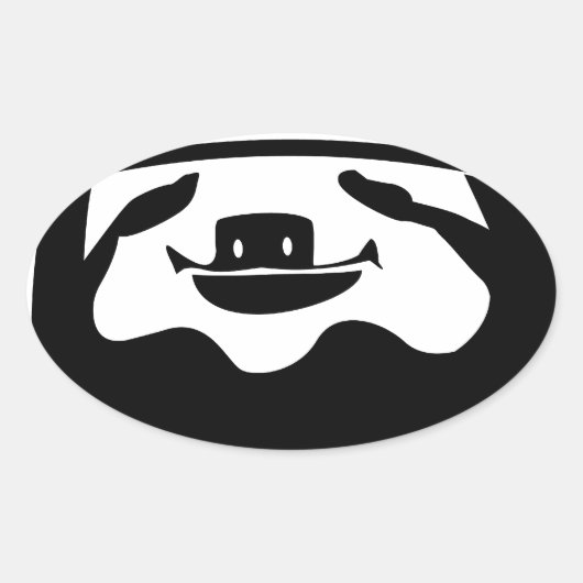 走怠け 楕円形シール (正面)