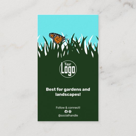 走査可能な芝生バタフライグリーンホワイト 名刺 (裏面)