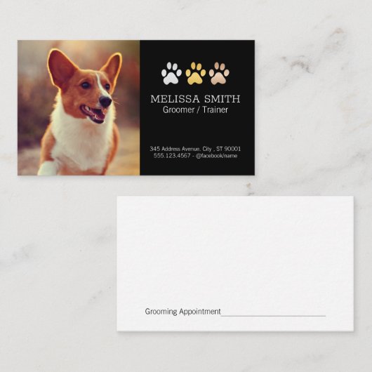 走犬 | 犬のトレーナーとトリマーAppt 予約カード (正面/裏面)