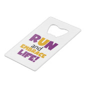 走生紫色の黄色 クレジットカード栓抜き (正面アングル)