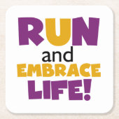 走生紫色の黄色 スクエアペーパーコースター (正面)