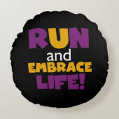 走生紫色の黄色 ラウンドクッション (正面)