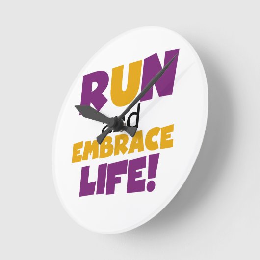 走生紫色の黄色 ラウンド壁時計 (傾斜)