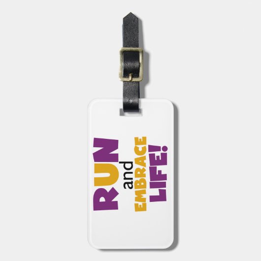 走生紫色の黄色 ラゲッジタグ (正面縦)