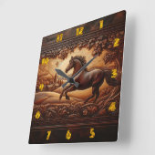 走田舎の馬 スクエア壁時計 (傾斜)