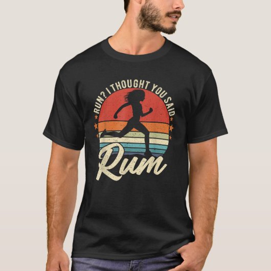 走考えMのラムおもしろい飲みだ Tシャツ (正面)