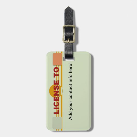 走行する免許証ラベル ラゲッジタグ (正面縦)