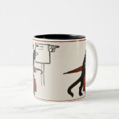 走行の黒猫のヴィンテージの郵便はがきのコーヒー・マグ ツートーンマグカップ (正面右)