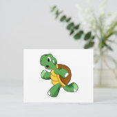 走行中のジョガーとしてのカメ ポストカード (スタンド正面)