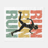 走走走ヴィンテージ- Runner Girl フリースブランケット (正面(横))