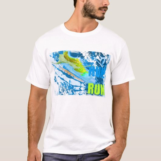 走走青と緑のシュー絵を描のスプラ走Shopの靴 Tシャツ (正面)
