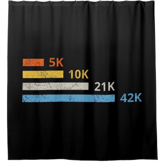 走距離II - 5K 10K 21K 42Kマラソン選手 シャワーカーテン (正面)