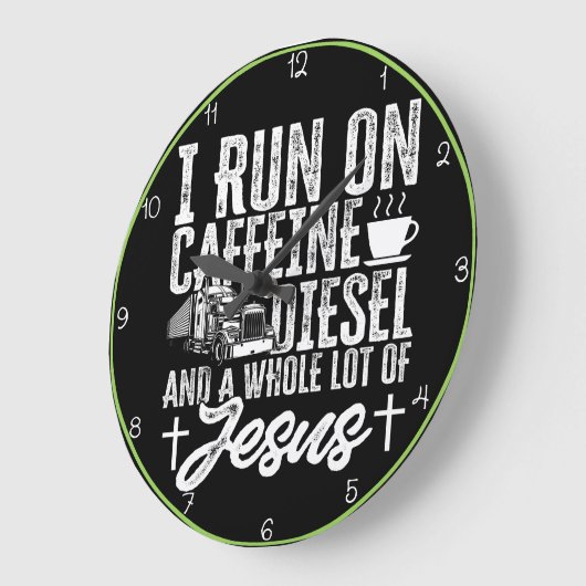 走Caffeine, Diesel, Jesus ラージ壁時計 (傾斜)